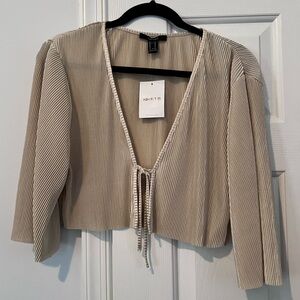 Forever 21 beige Ribbed Tie-Front Top